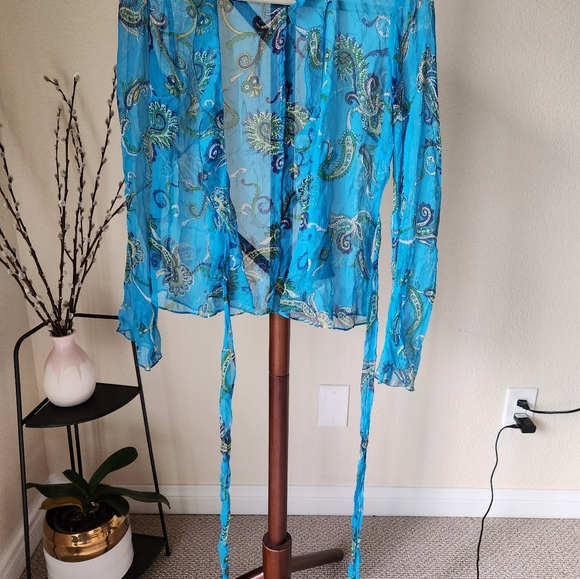 Silk, poly. sheer wrap cardigan, Laundry by Shelli Segal - Picture 9 of 9
